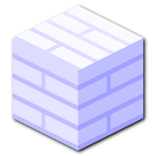 a white isometric square with slight blue lighting and a black drop shadow. it has a simplified texture resembling minecraft planks